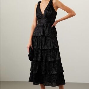 Jewel x Badgley Mischka Twisted Shoulder Dress